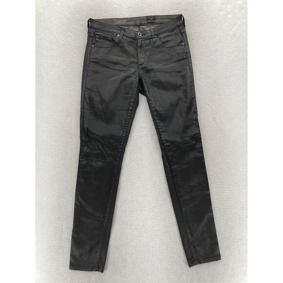 AG Adriano Goldschmied The Legging Ankle Women's 26 Black Coated Denim‎ Skinny - Picture 1 of 12